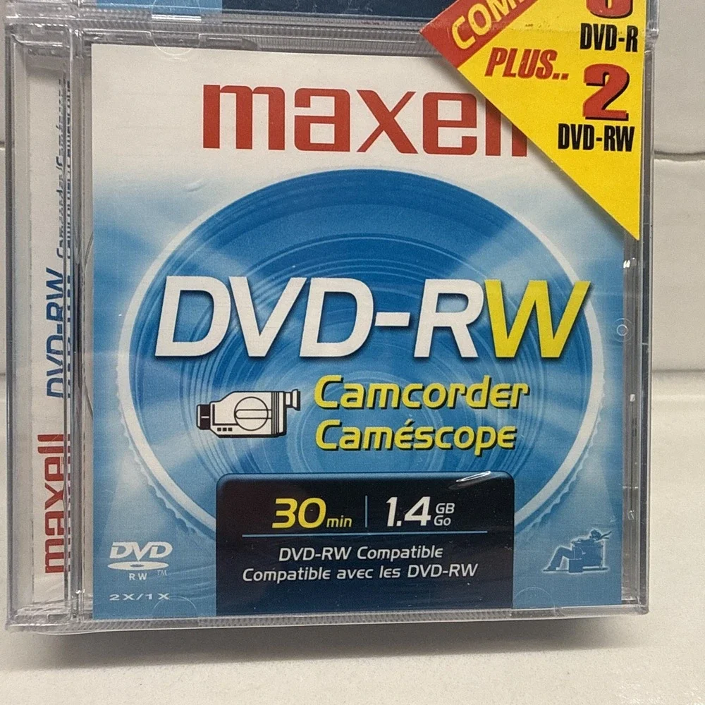 Maxell 6 DVD-R Plus + 2 DVD-RW : Combo 8 Pack Camcorder - SEALED